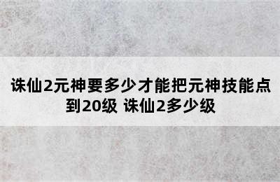 诛仙2元神要多少才能把元神技能点到20级 诛仙2多少级